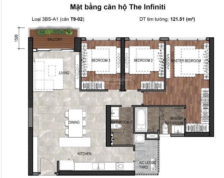 Cho thuê căn hộ 3PN INFINITI view PMH nội thất HTCB có rèm, Giá 28tr/tháng. Lh: 0909 333 ***