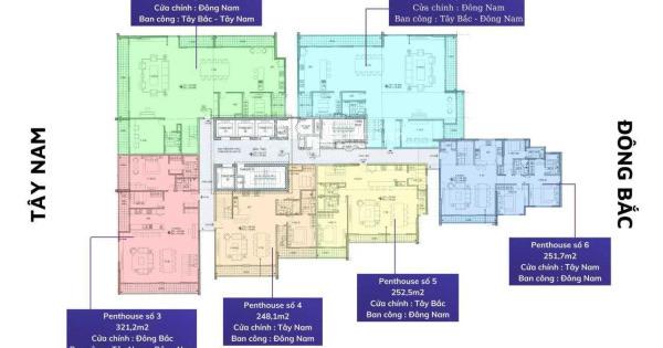 Bán căn penthouses 248m2 5PN ban công Đông Nam giá 19.75 tỷ chung cư Berriver N01
