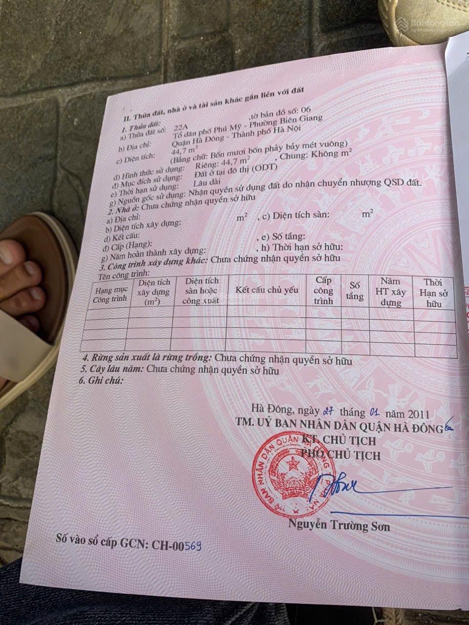 Bán đất 44.7m2, 2,5 tỷ tại Phú Mỹ, Biên Giang, Hà Đông, Hà Nội