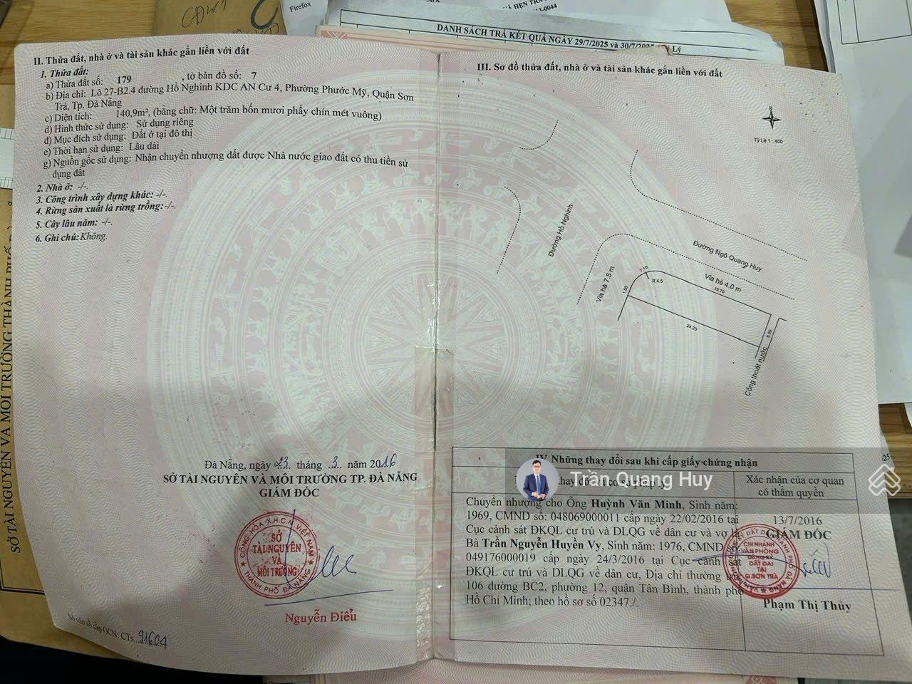 Hạ giá sâu bán nhanh lô góc ngã 4 Hồ Nghinh-Ngô Quang Huy liền kề tháp đôi SunGroup, cách biển 300m