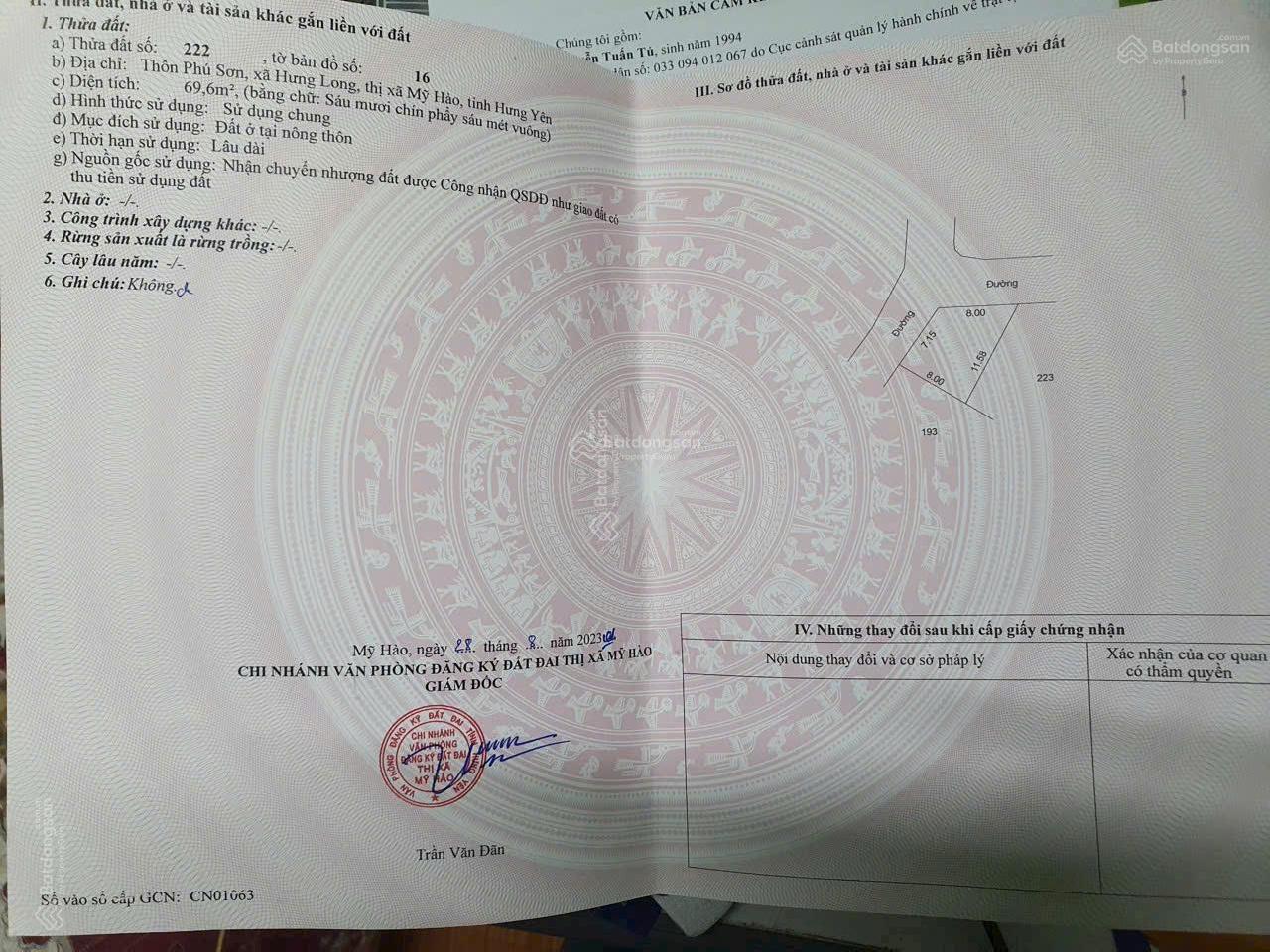 Bán lô góc 69m2 đường thông 2 ô tô tại Phú Sơn, Hưng Long chính chủ