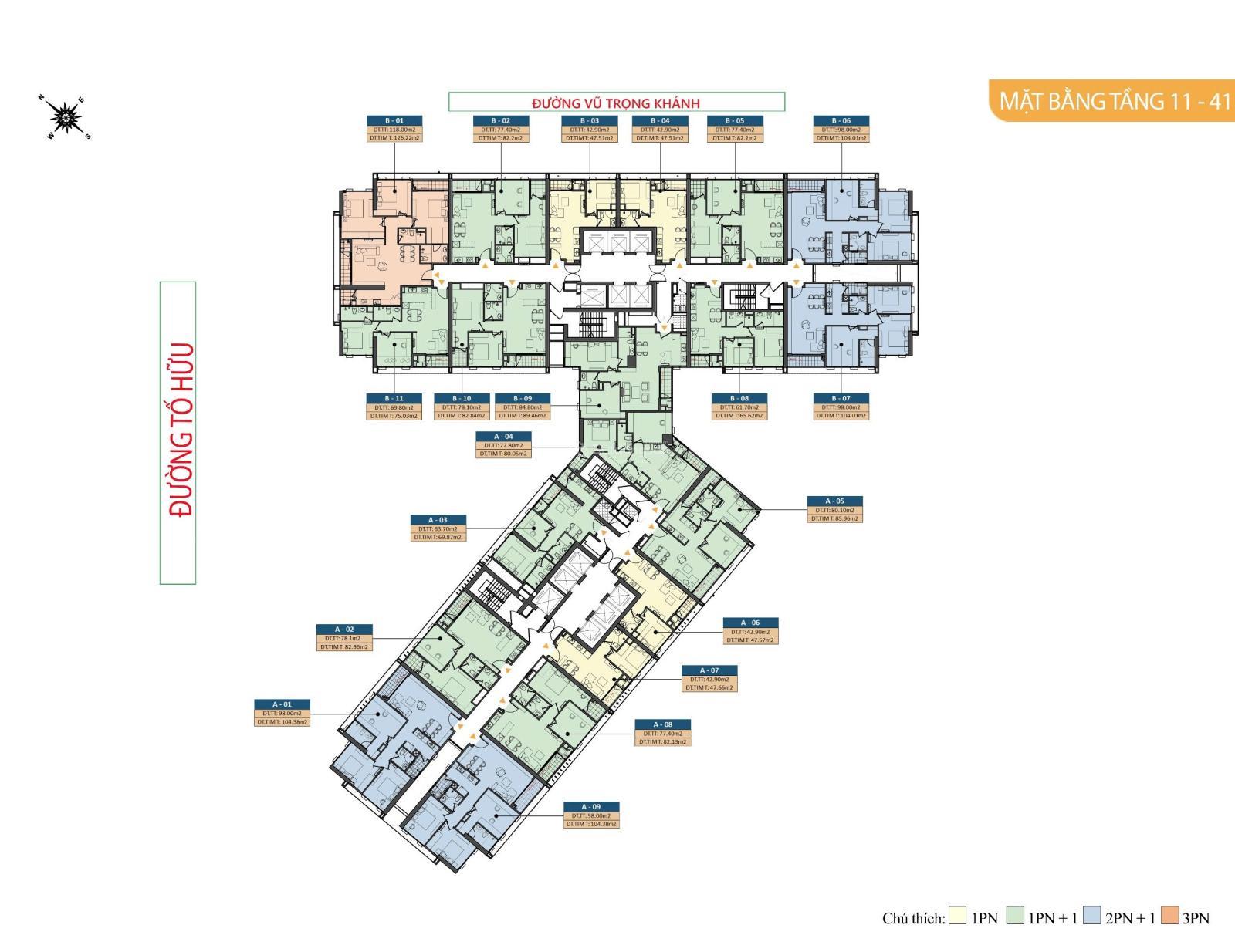 Kepler Land: Bán căn góc 2PN Hót nhất tòa HH01 - Diện tích 69,8m2