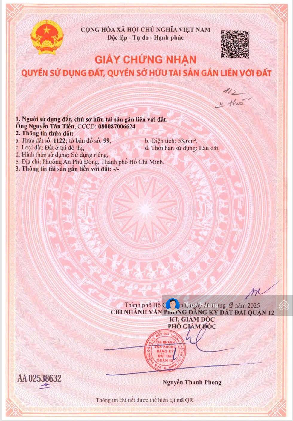 Bán đất hẻm 154 Vườn Lài, DT: 4.68x11.5 - Đường nhựa 9m - KDC sầm uất dân trí cao giá 5 tỷ chốt