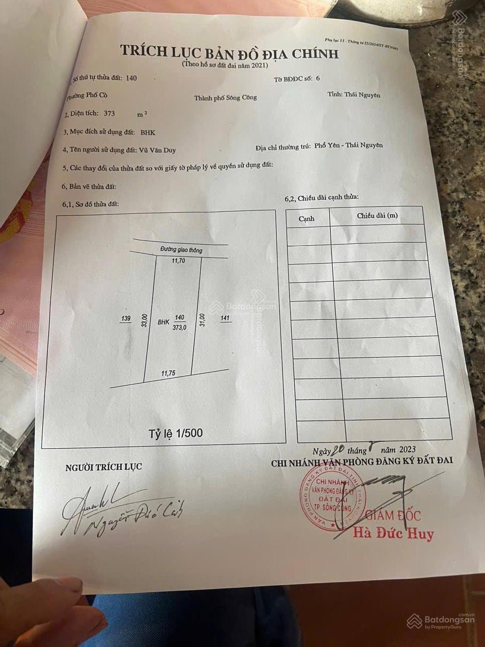 Chính chủ bán đất phường Phố Cò Sông Công giá tốt