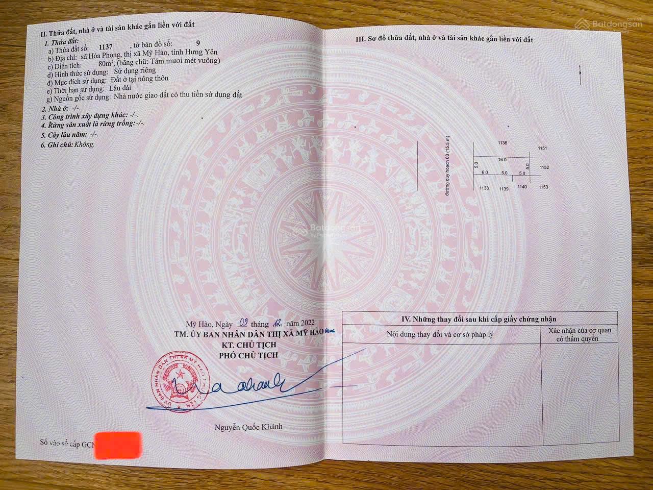 Bán lô 80m2 mặt sau trục chính tại giãn dân Hòa Phong chính chủ