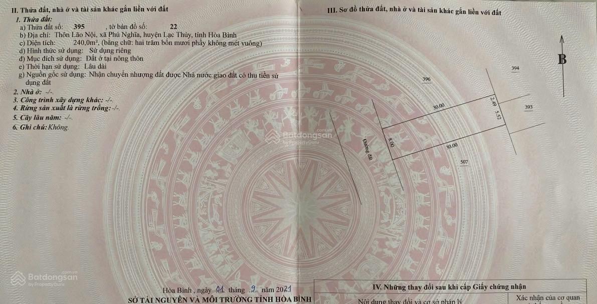 Chính chủ bán 02 lô đất cạnh nhau 240m2 full thổ đất đấu giá Chùa Tiên Lạc Thuỷ giá tốt 7tr/m2 X2X3