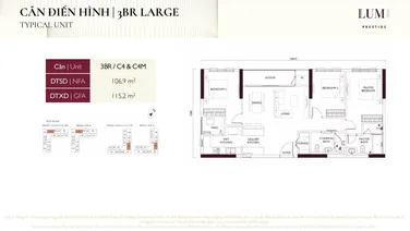 Bán căn 106.3m2 căn có thiết kế đẹp nhất dự án Lumi Hà Nội 3PN + 1 & 2WC. Hotline 0973 336 ***