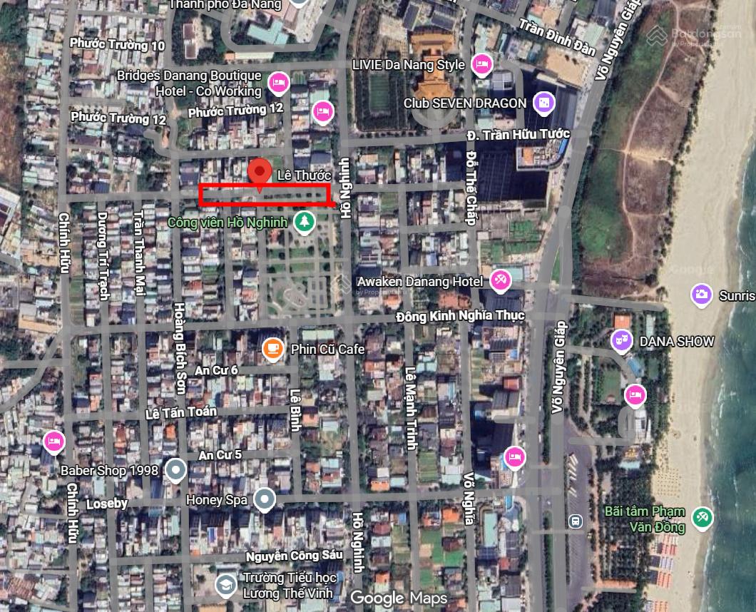 Bán lô 2Mt Lê Thước, dt 90m2- ngang 5m, cách Hồ Nghinh chỉ vài bước bước chân, làm việc chính chủ