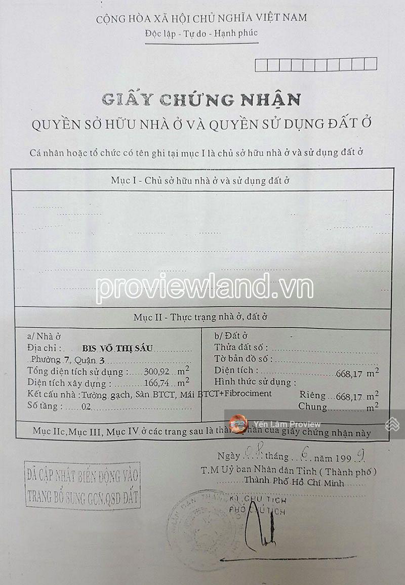 Bán đất mặt tiền đường Võ Thị Sáu, Quận 3 cũ, 668m2 đất, khu VIP, 199 tỷ