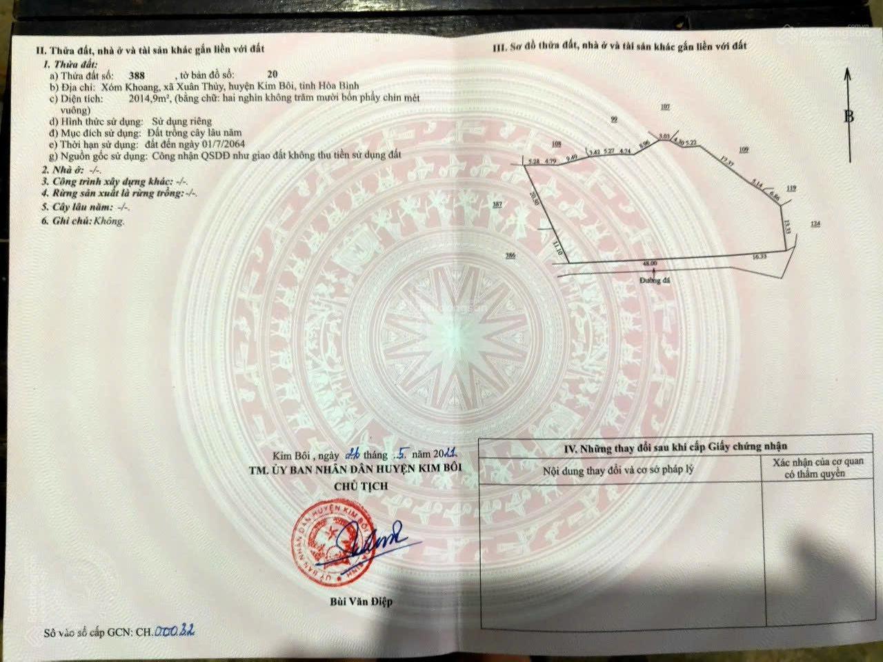 Bán lô đất vườn bám sông Bôi tại Kim Bôi, Hoà Bình