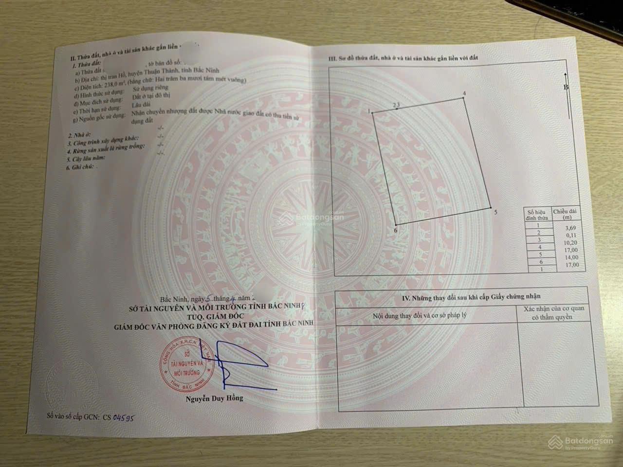 Bán lô biệt thự Dabaco Thị Xã Thuận Thành Bắc Ninh