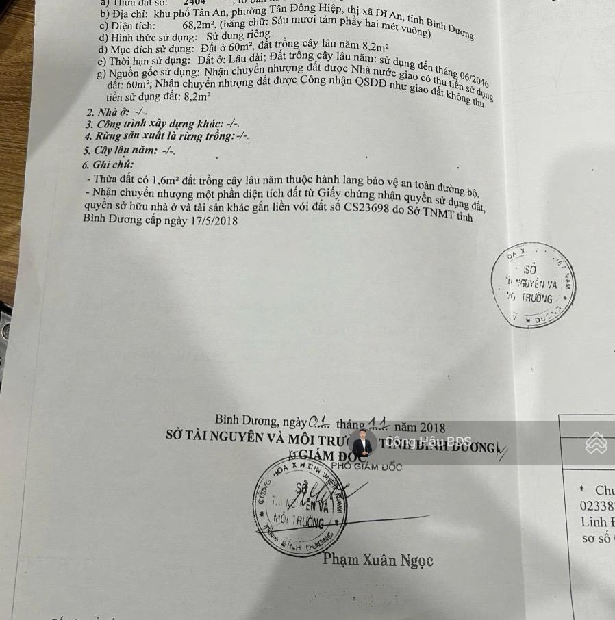 Nhà MT đường Tân An, P. Tân Đông Hiệp. Dĩ An. DT: 68m2 (4x 17m). Đường nhựa 6m. Giá: 3.85 tỷ TL