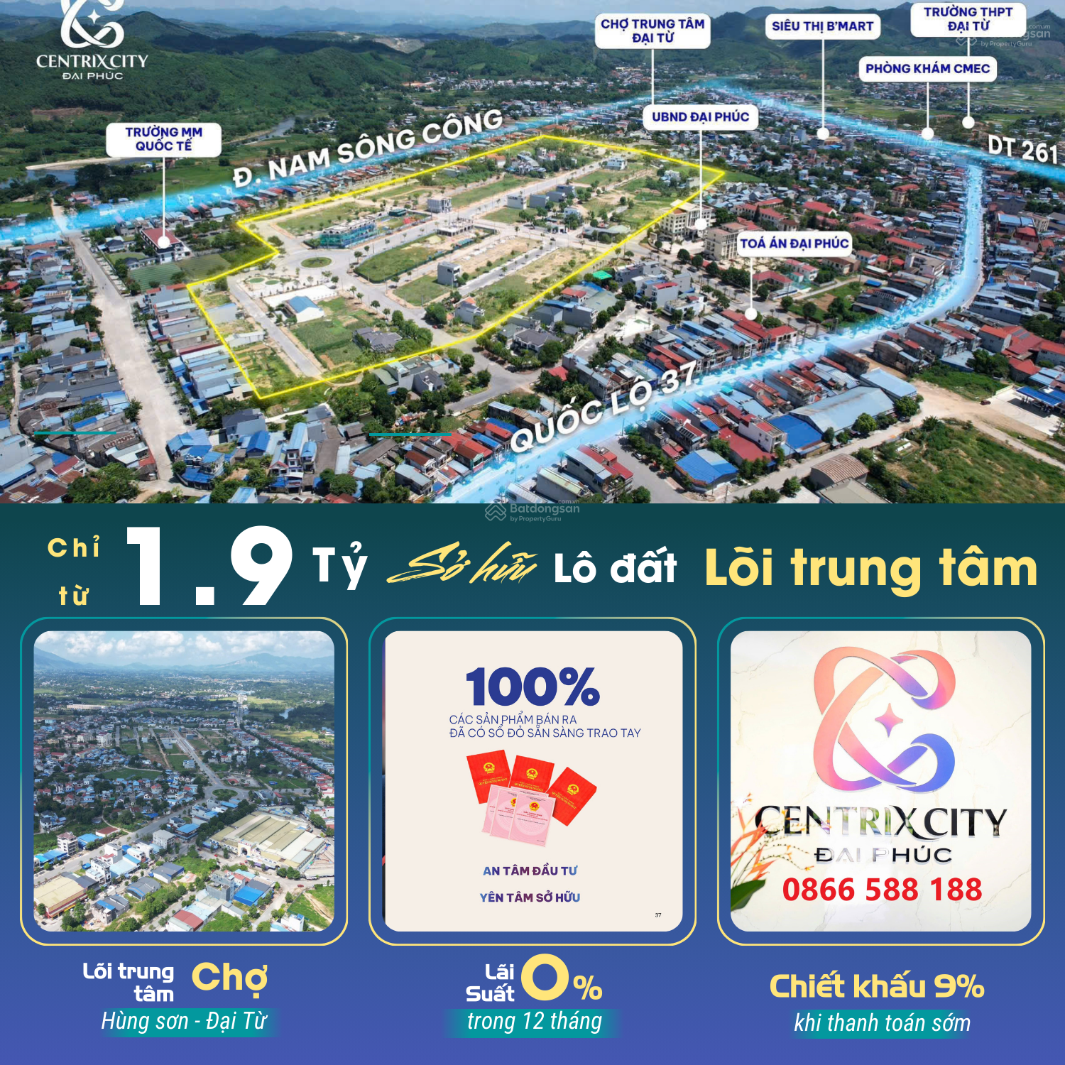 Chiết khấu gần 500 triệu cho 2 lô đẹp giá đợt 1 Centrix City đại từ 120m2 chỉ 2,4 tỷ tel 0866 588 *** Chiết khấu gần 500 triệu cho 2 lô đẹp giá đợt 1 Centrix City đại từ 120m2 chỉ 2,4 tỷ tel 0866 588 ***