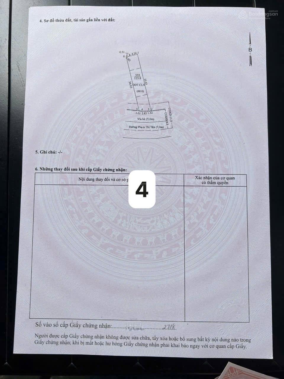 Cần bán lô đất mặt tiền đường Phạm Thị Tân (đã tách ra làm 4 sổ liền kề)