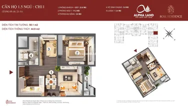 Bán GẤP căn 1,5N toà Rose view thoáng cầu rào 2 đẹp lung linh giá gđ 1. LH 0782 061 ***