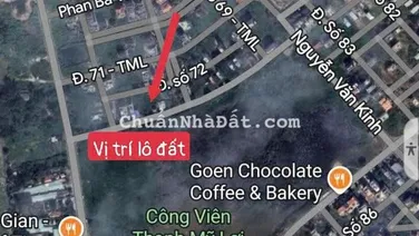 Bán đất (5mx18m, xây 6 tâng) mặt tiền hồ sinh thái - khu dân cư Phú Nhuận Thạnh Mỹ Lợi