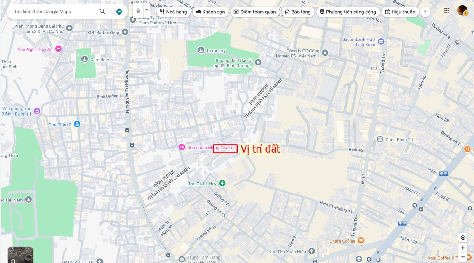 Bán đất 5x20m, gần đường Nguyễn Tri Phương p. An Bình gần chợ Dĩ An 2