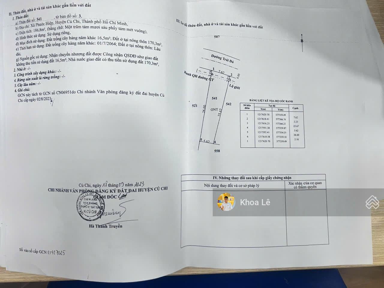 Bán gấp- Lô đất đầu tư xã Phước Hiệp, Củ Chi. DT 186m2, sổ hồng riêng bao sang tên, 900tr bớt lộc Bán gấp- Lô đất đầu tư xã Phước Hiệp, Củ Chi. DT 186m2, sổ hồng riêng bao sang tên, 900tr bớt lộc