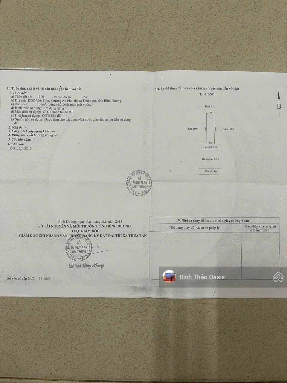 Chủ kẹt tiền cần bán lỗ lô đất D1 gần chợ D5 khu dân cư Việt Sing, Vsip 1, Thuận An. LH: 0986 196 ***