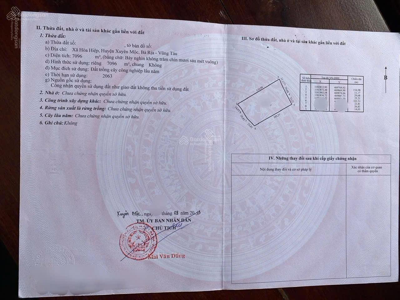 Bán đất 7096m2 (70x102)m tại đường 329, Xuyên Mộc, Bà Rịa Vũng Tàu, giá siêu hời 700tr/1000m2