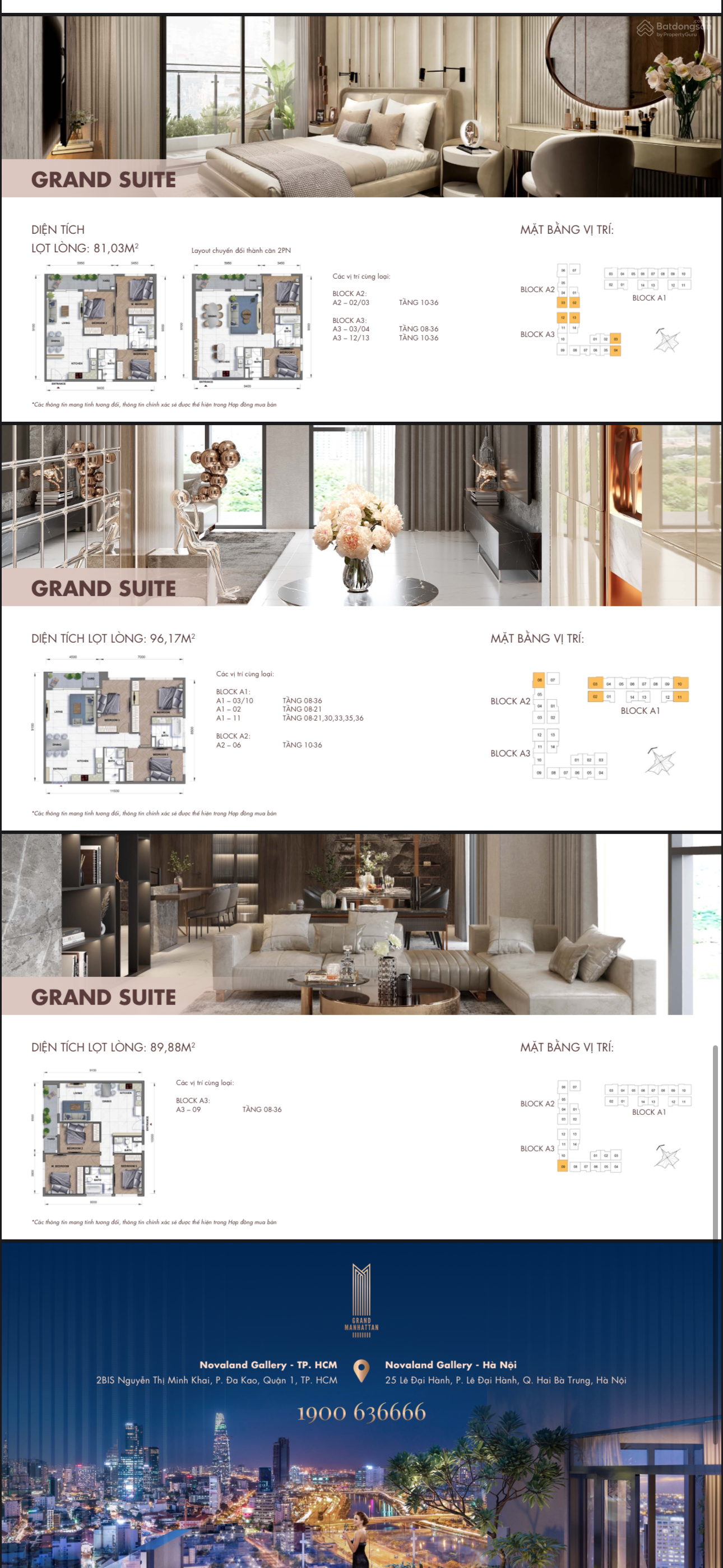 Cần bán CH 2PN The Grand Manhattan Quận 1, tầng cao view đẹp - giá đầu tư - hàng hiếm 0909 113 ***