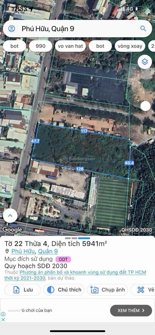 Giảm sốc 170 tỷ! Đất lớn MT Nguyễn Duy Trinh Q9 47x120m CN 6000m2 thổ cư 4770m2 - Bán 380 tỷ