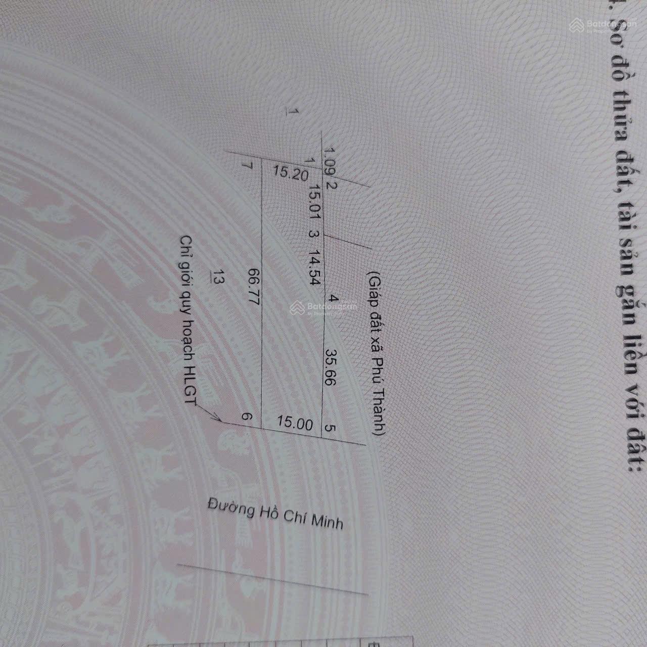 Chính chủ bán lô đất 622m2 mặt đường Hồ Chí Minh mặt tiền rộng 15m kinh doanh sầm uất giá hơn 1 tỷ