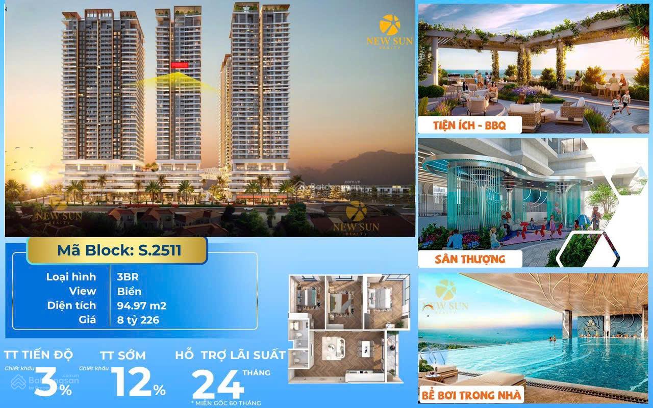 Căn hoa hậu 3PN tầng 25 đẹp nhất dự án căn hộ Newtown Diamond Đà Nẵng - tầm view biển tỷ đô