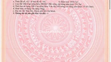 Gia đình tôi cần bán gấp mảnh vườn 1055m2(có sẵn 300m2 TC) 2tỷ150 mong gặp được khách thiện chí