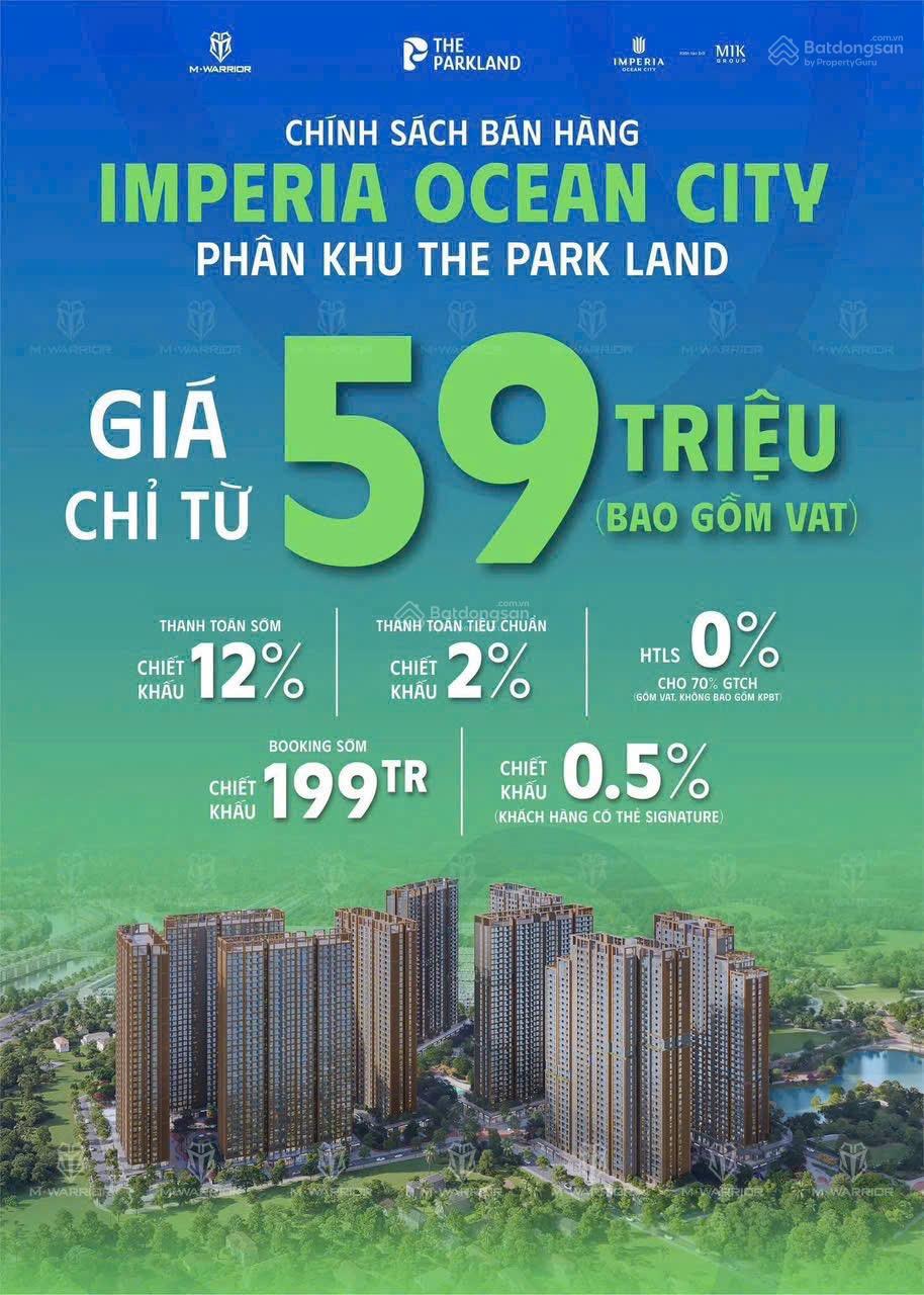 Bán Căn hộ 1PN tại The Parkland - Imperia Ocean City, 59 triệu / m2, 47m2