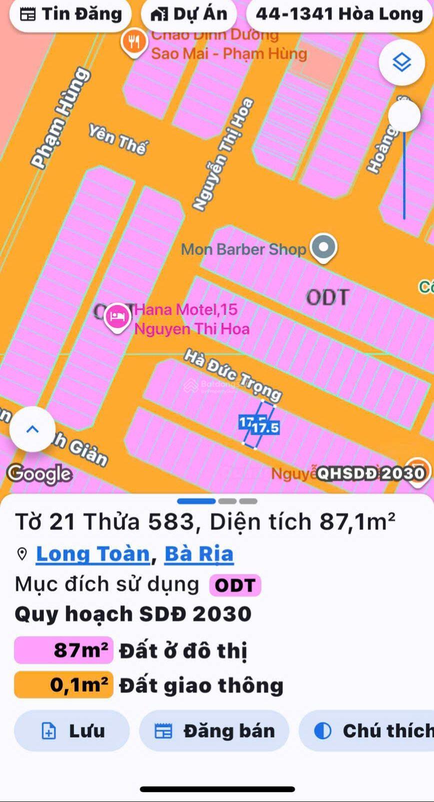 Bán lô đất đường Hà Đức Trọng, khu Tái định cư 30/4, đối diện công viên Bà Rịa