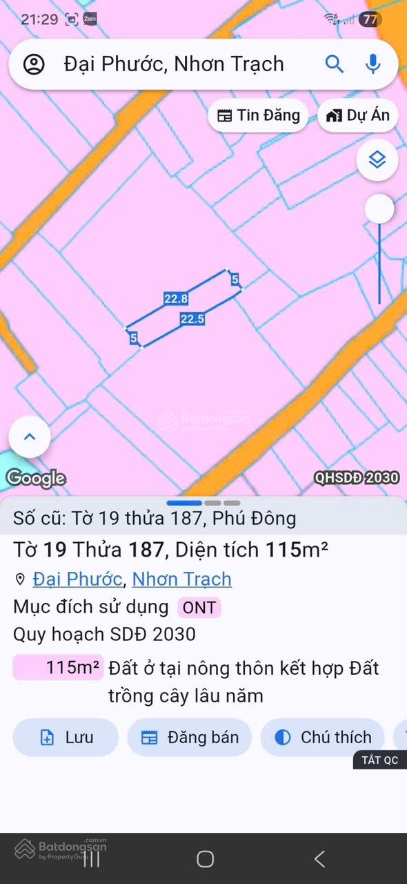 Đất xã Đại Phước mới, diện tích 115M full thổ cư, đường xe ba gác, Giá chỉ 1ty3