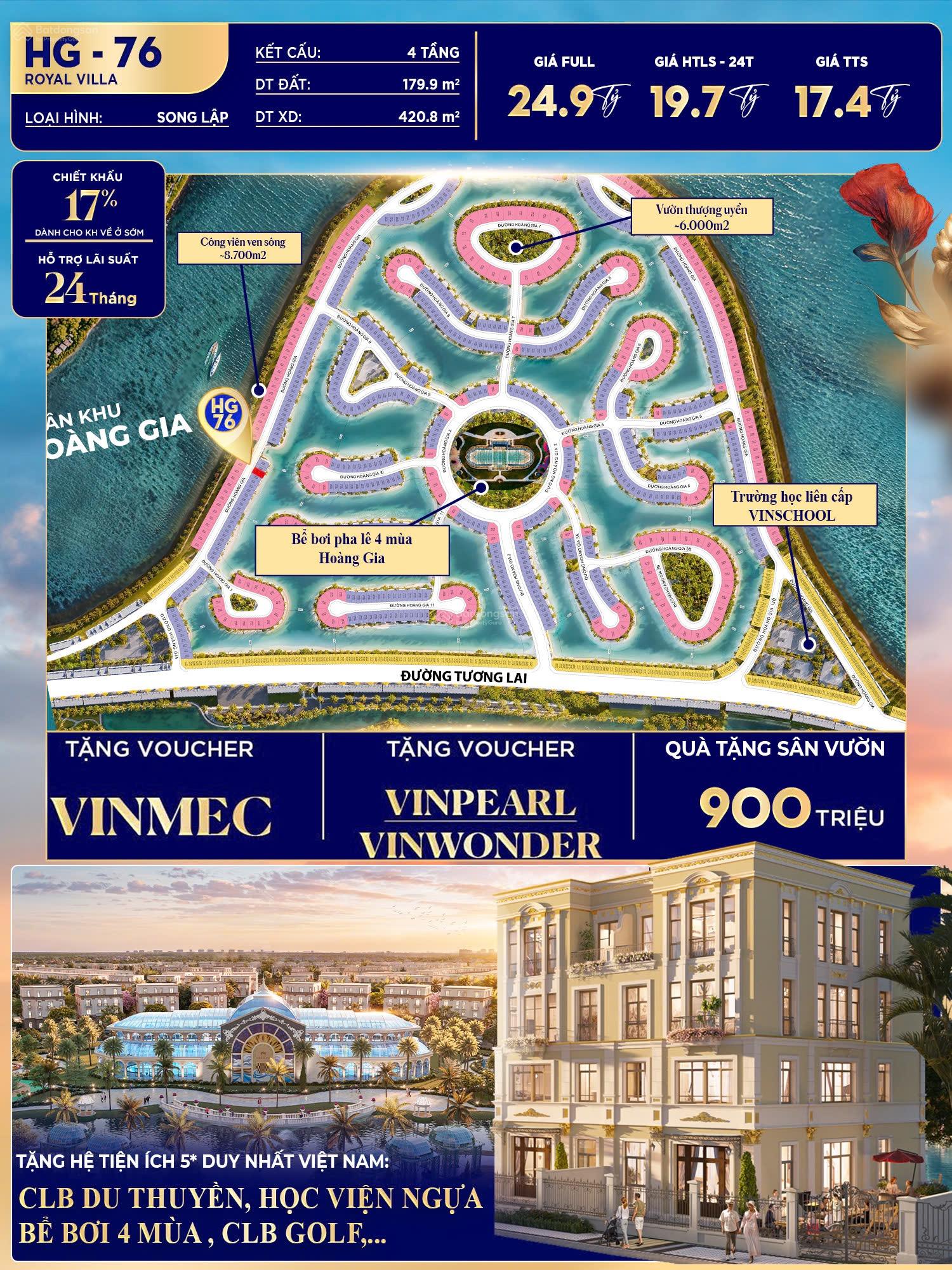 Bán 59 căn biệt thự song lập Hoàng Gia cực đẹp , chiết khấu khủng giá chỉ 16,x tỷ