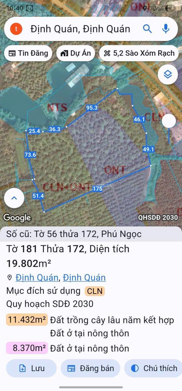 Bán vườn xoài 2,2 mẫu Mặt tiền đường nhựa, gần Quốc Lộ 20, Xã Định Quán, Đồng Nai Bán vườn xoài 2,2 mẫu Mặt tiền đường nhựa, gần Quốc Lộ 20, Xã Định Quán, Đồng Nai