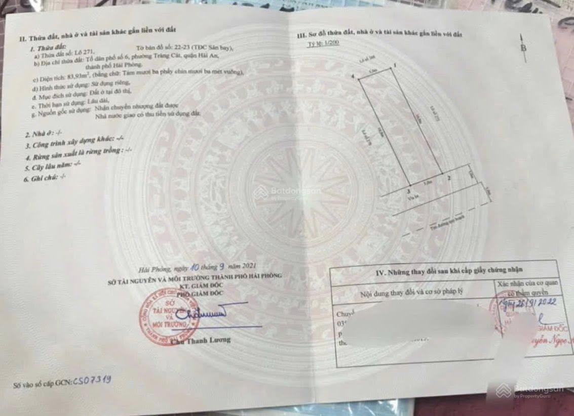 Cần bán lô đất mặt bãi đỗ xe TDC Tràng Cát 83,93m2 giá chỉ 46,5tr/m2