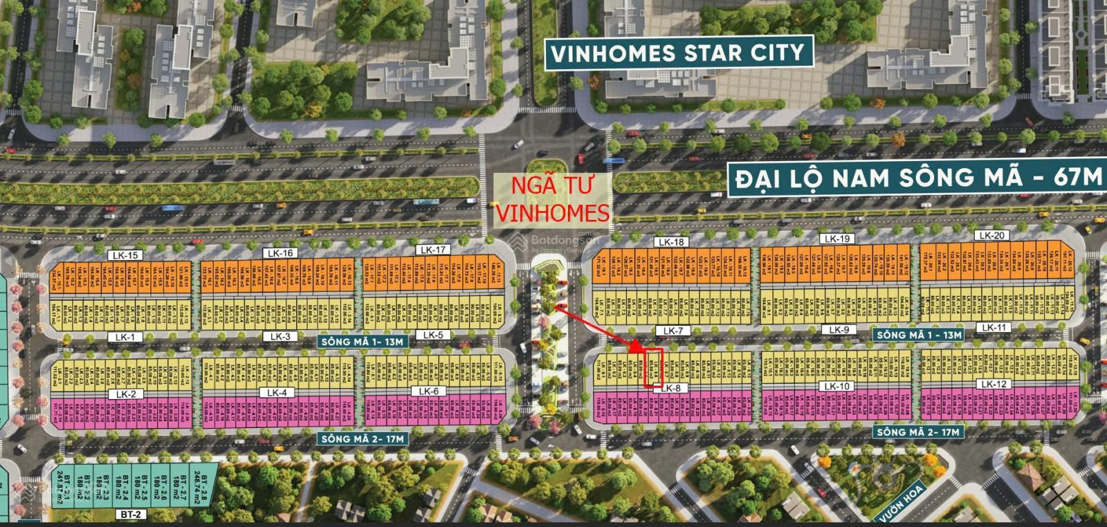 Đối diện cổng Vinhomes, liền kề LK8, 85m2, ngay Vườn Hoa, đã có sổ, rẻ hơn thị trường 100 triệu