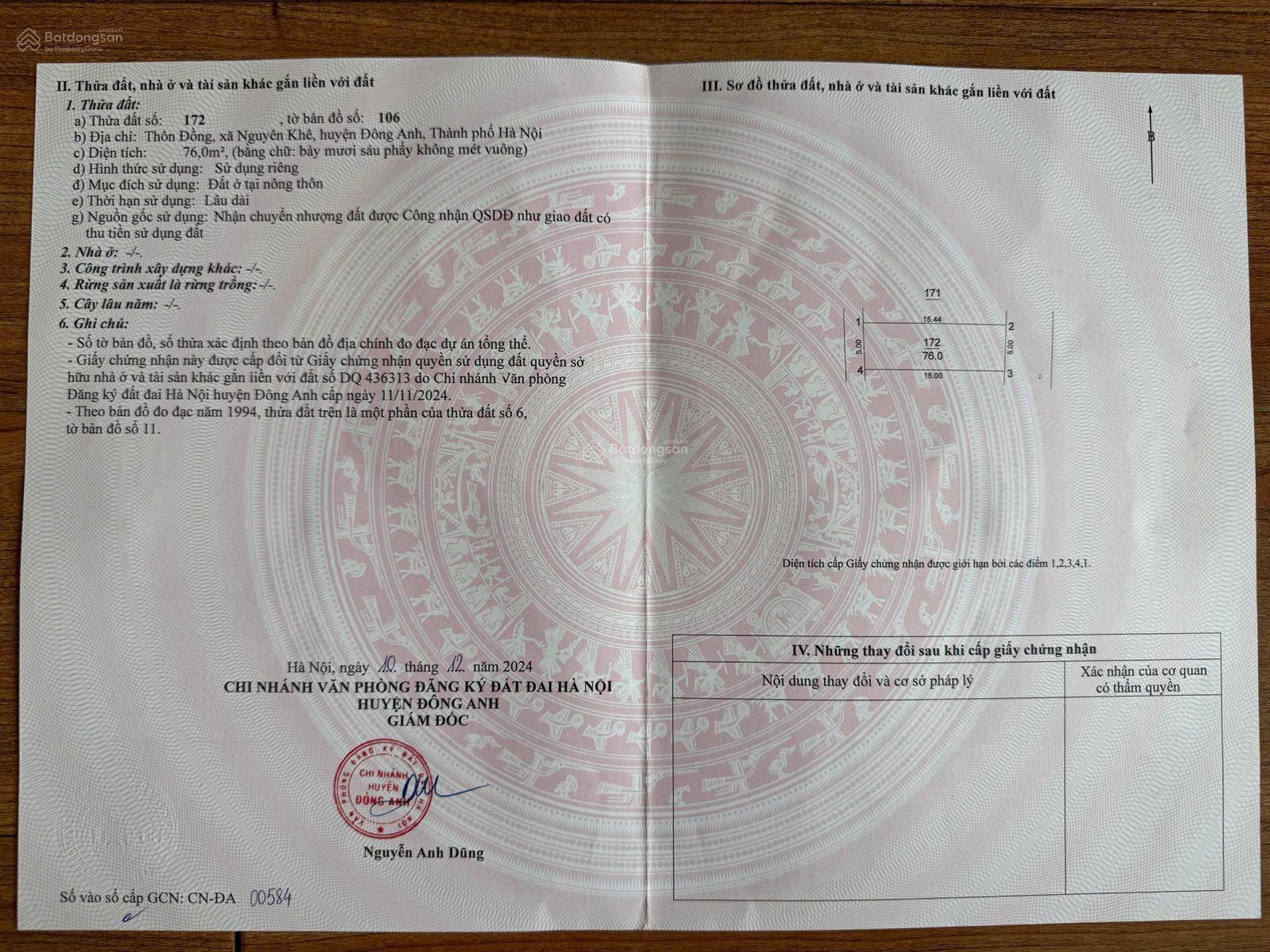 Bán 76m2 bìa làng thôn Đồng - sát Võ Nguyên Giáp - 9x