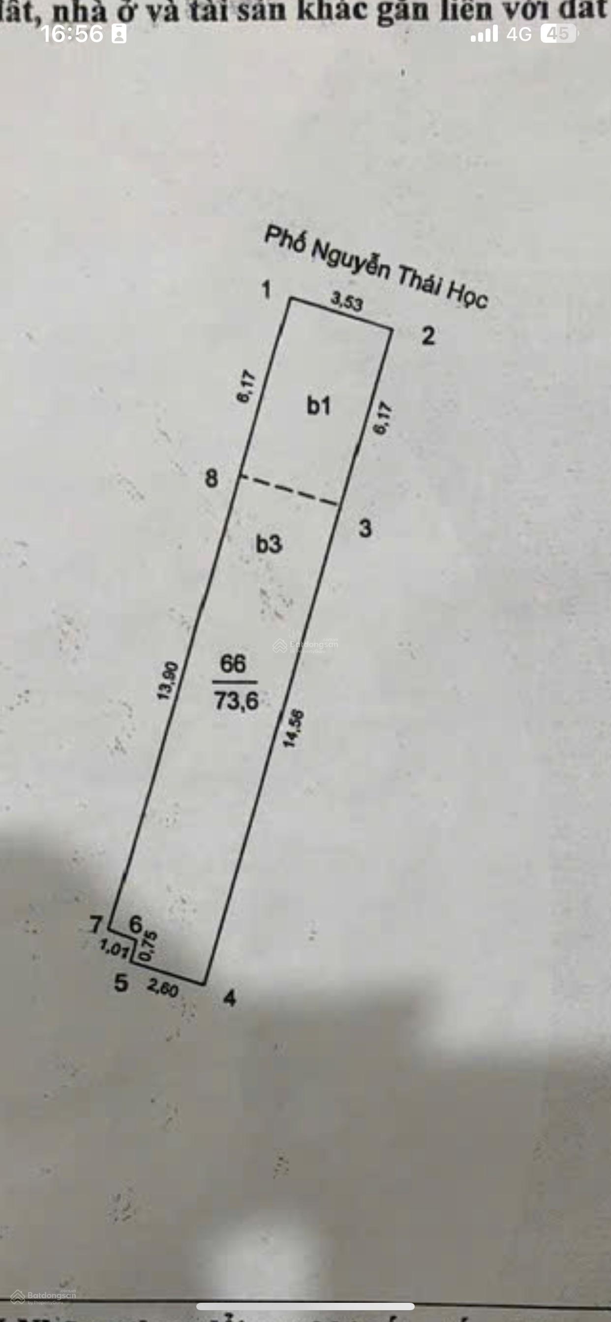 Bán nhà mặt phố Nguyễn Thái Học, dt 73,6m2, mt 3,53m, xây 5 tầng kiên cố, vỉa hè rộng