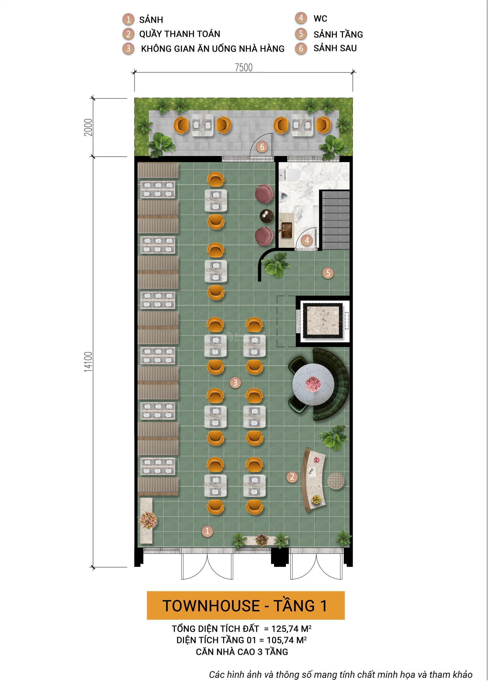 Townhouse 3 tầng mặt tiền đường 20m 125m2 ngang 7,5m - vị trí vàng kinh doanh - Charmora Nha Trang