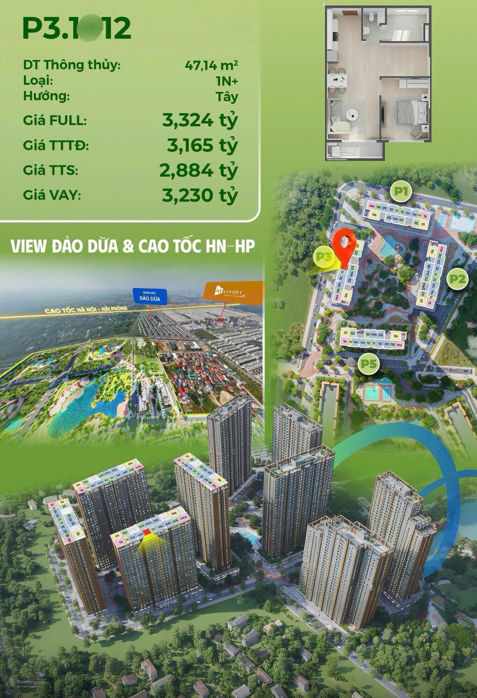Bán CC đẹp xuất sắc tại The Parkland - Imperia Ocean City, 2,854 tỷ, 47,1 m2