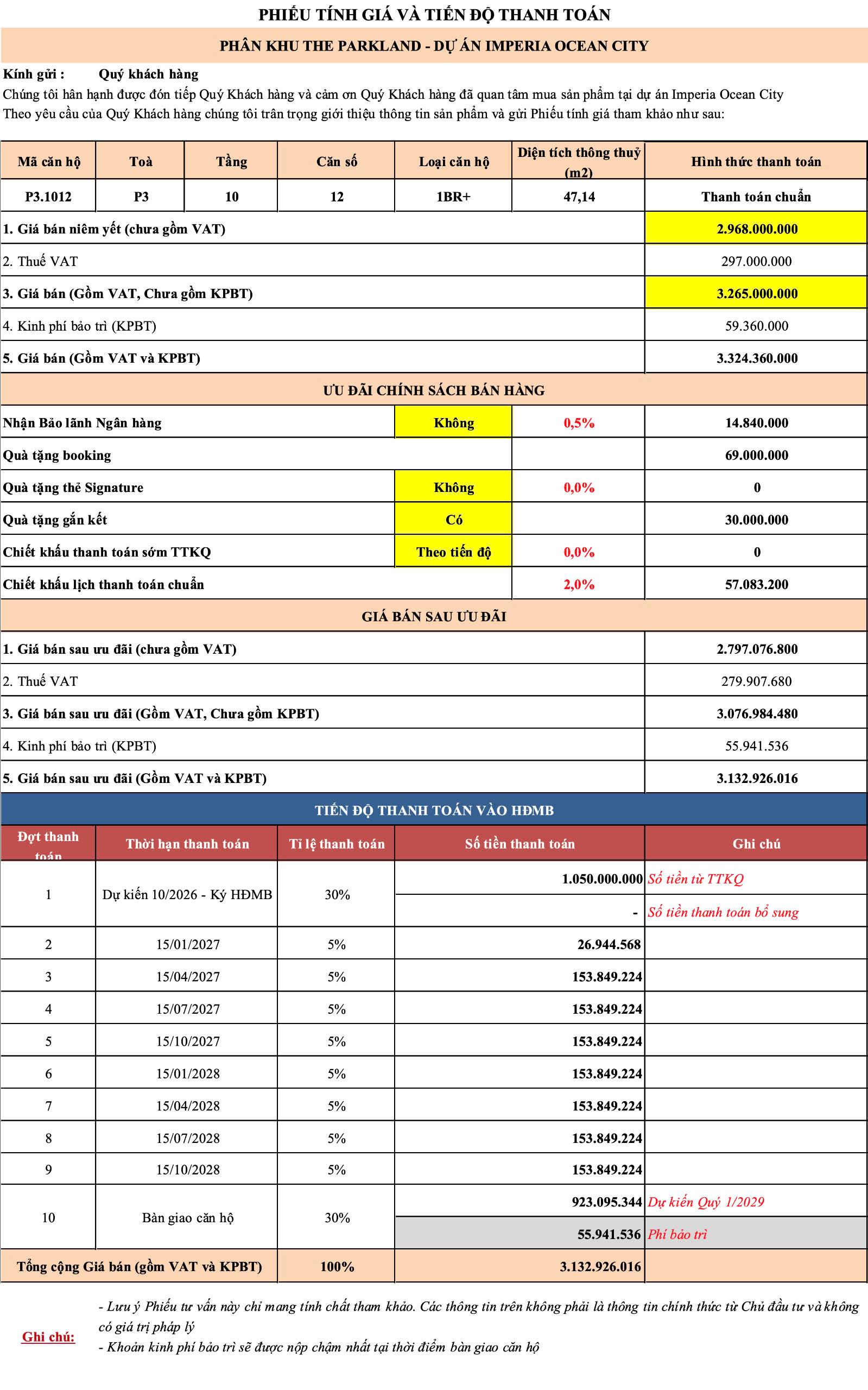 Bán CC đẹp xuất sắc tại The Parkland - Imperia Ocean City, 2,854 tỷ, 47,1 m2 Bán CC đẹp xuất sắc tại The Parkland - Imperia Ocean City, 2,854 tỷ, 47,1 m2