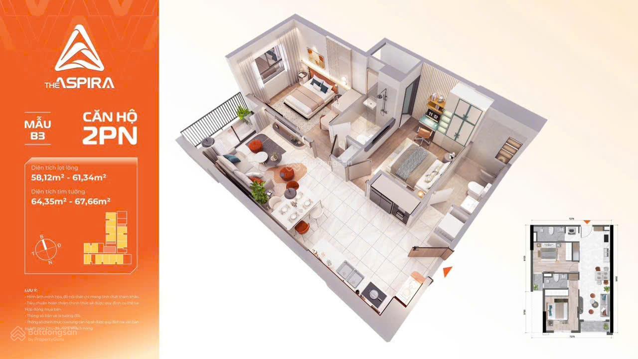 The Aspira - CK 10% - B0x.14 - 2PN 2WC chỉ 2,45 tỷ - góp 6,8 triệu/th - 500 triệu đến nhận nhà