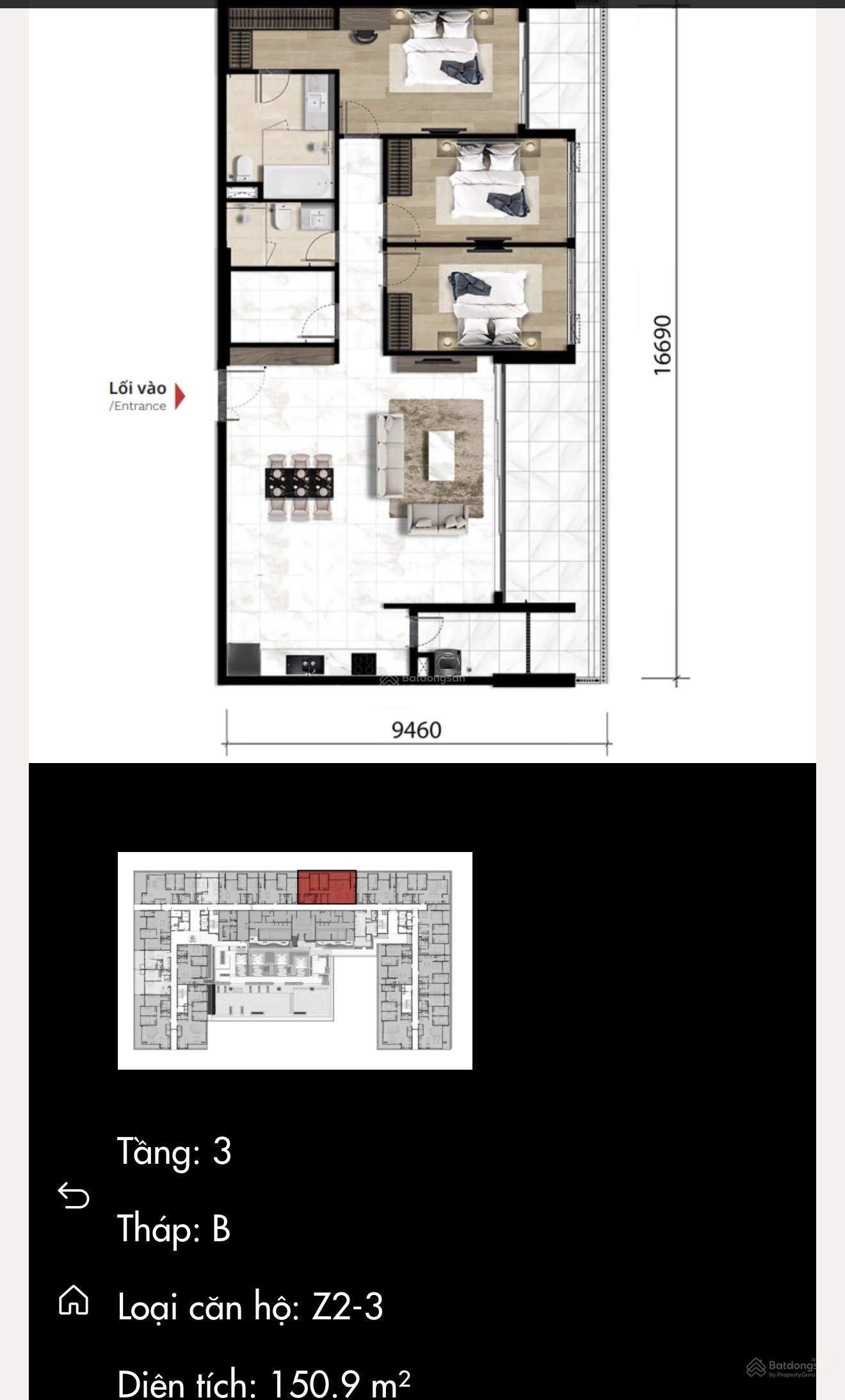 Căn hộ 3PN tầng 3 The Ten diện tích lớn sống ngay tầng tiện ích