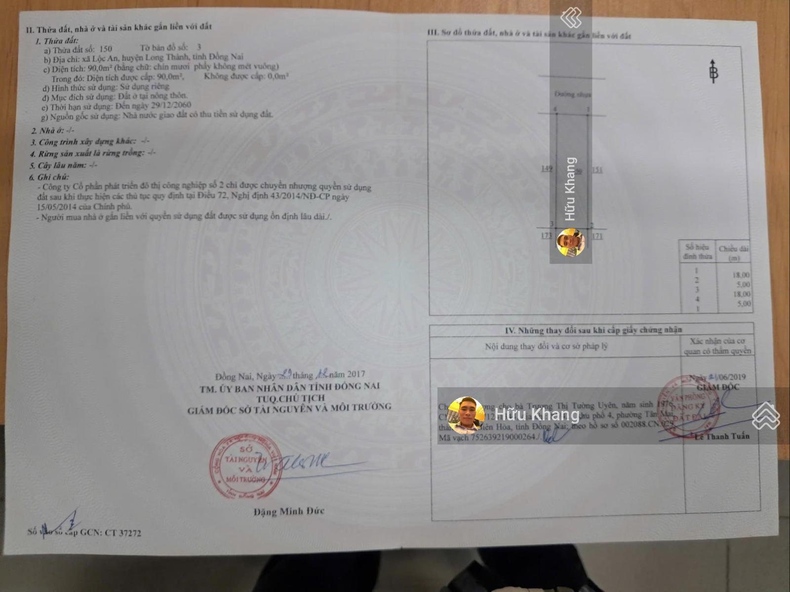 D2D Lộc An - cặp 180m2 ngang 10m đối diện CV - gần ngay DT769 kinh doanh thuận tiện LH: 0908 862 ***