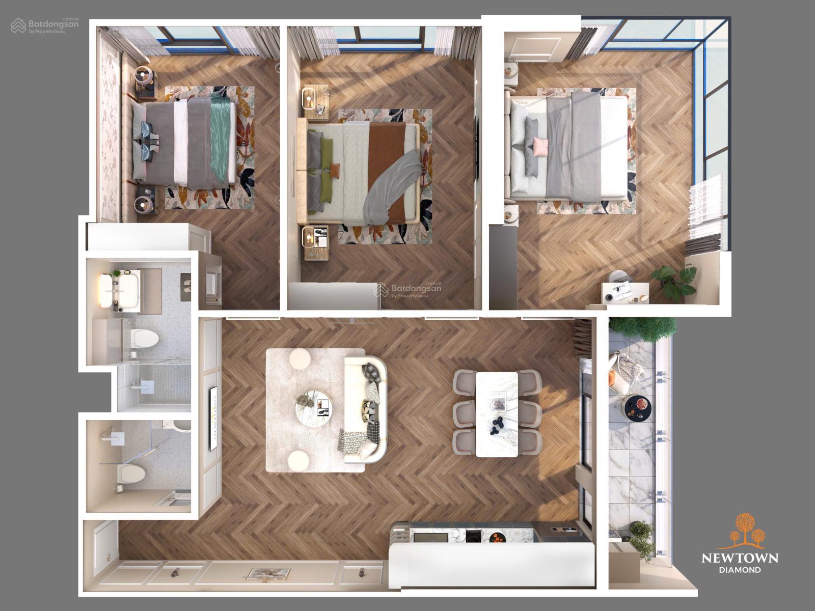 Căn hộ 3PN trực diện biển sở hữu lâu dài Newtown Diamond Đà Nẵng