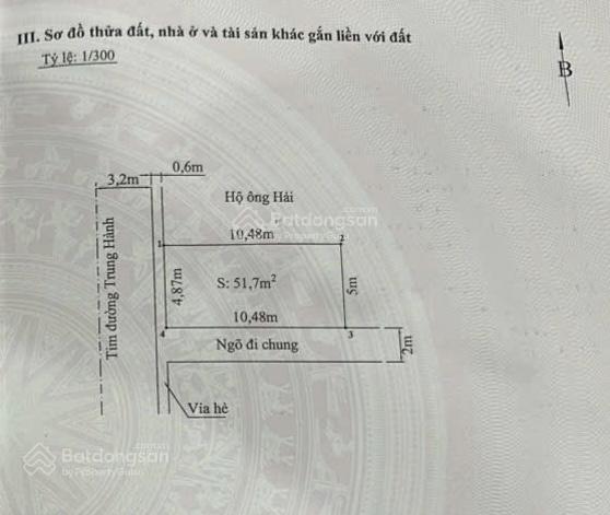 Lô góc 51.7m2 mặt đường Trung Hành - Mặt tiền 4.87m - Điểm đẹp kinh doanh tốt