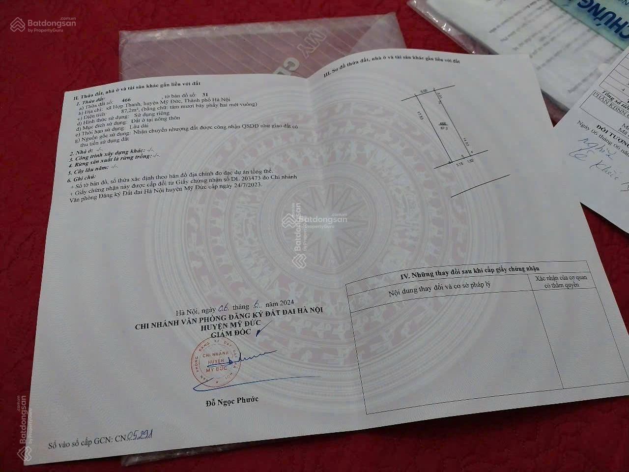 Cần bán lô đất mặt đường kinh doanh vị trí đắc địa Hợp Thanh, Mỹ Đức, giá hời