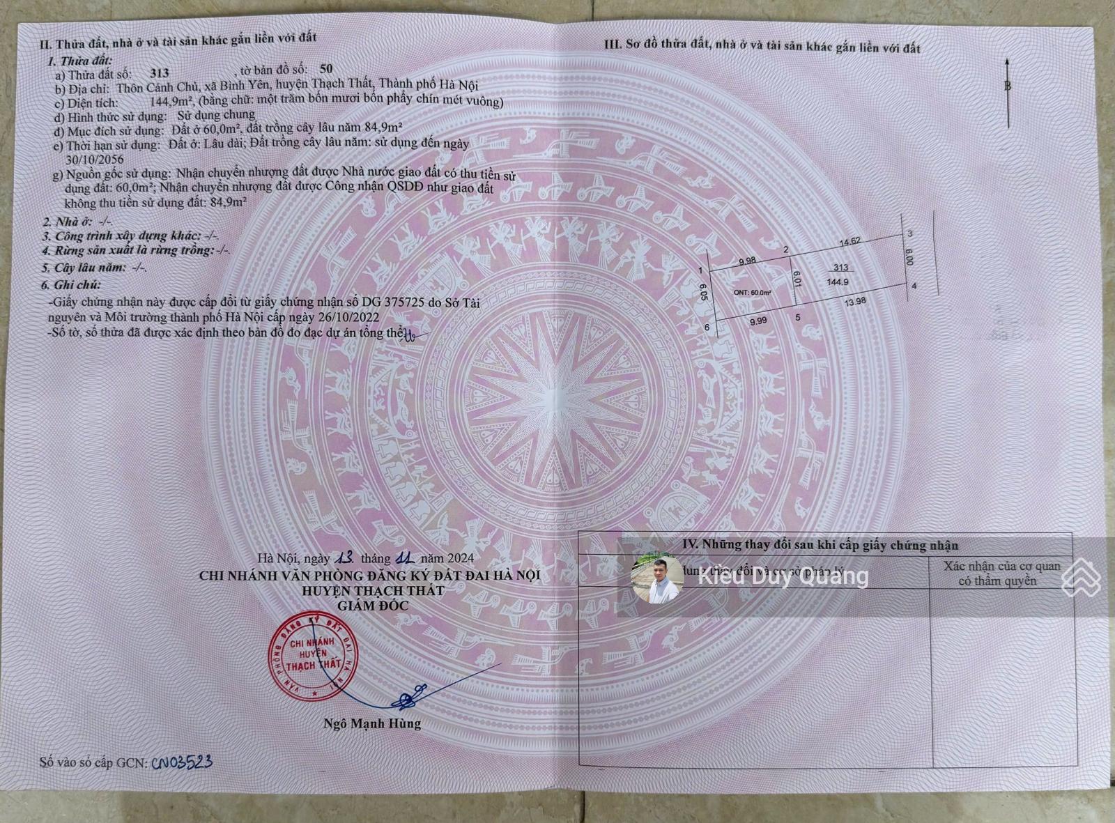 144m2 MT 6m, 2 MT trước sau, trung tâm Hòa Lạc. Xây chung cư mini đẹp giá chỉ 5.55 tỷ