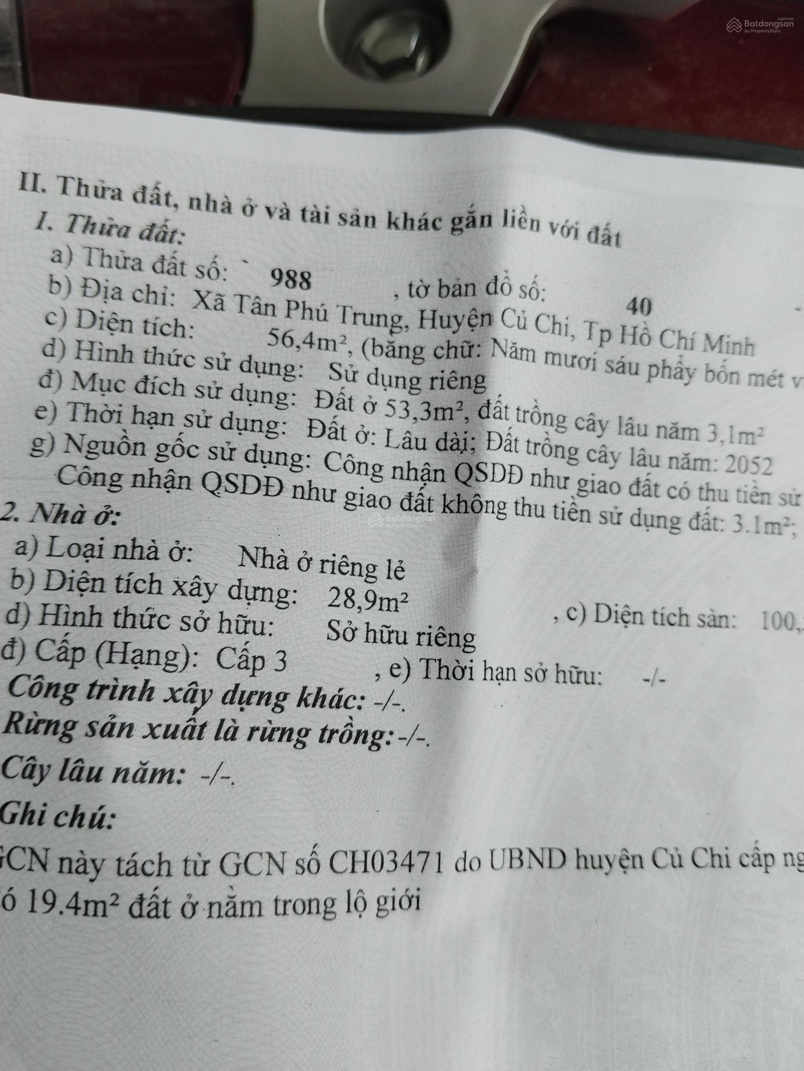 Bán nhà MT chợ chiều Tân Phú Trung Củ Chi, gần bệnh viện Xuyên Á, DT 56,4m2, giá 5 tỷ