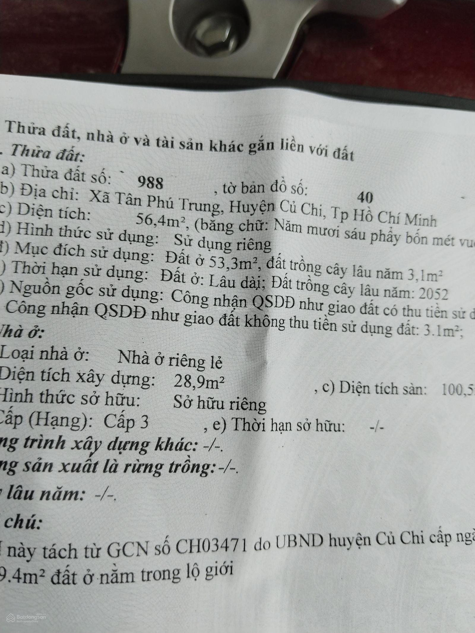 Bán nhà MT chợ chiều Tân Phú Trung Củ Chi, gần bệnh viện Xuyên Á, DT 56,4m2, giá 5 tỷ